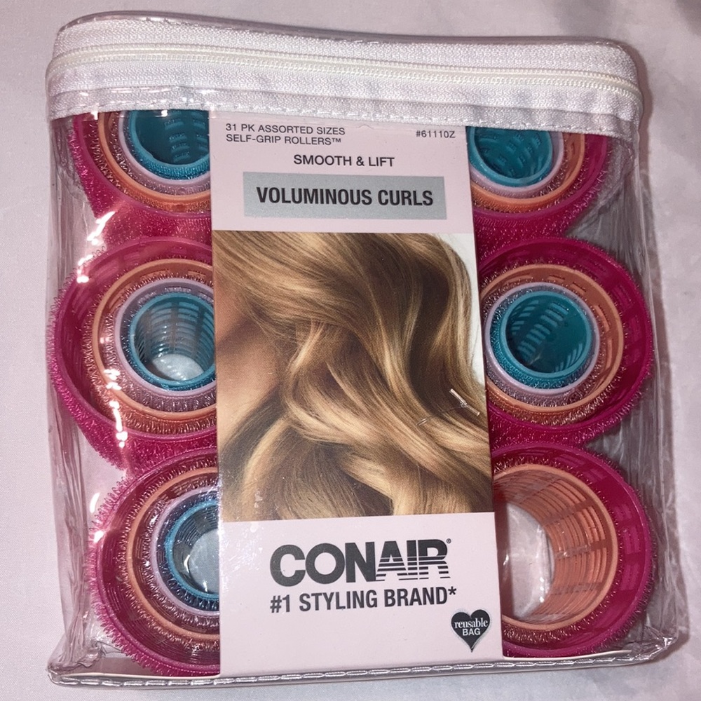 Conair Voluminous Curls Self Grip Rollers 31 Pk Assorted Sizes New